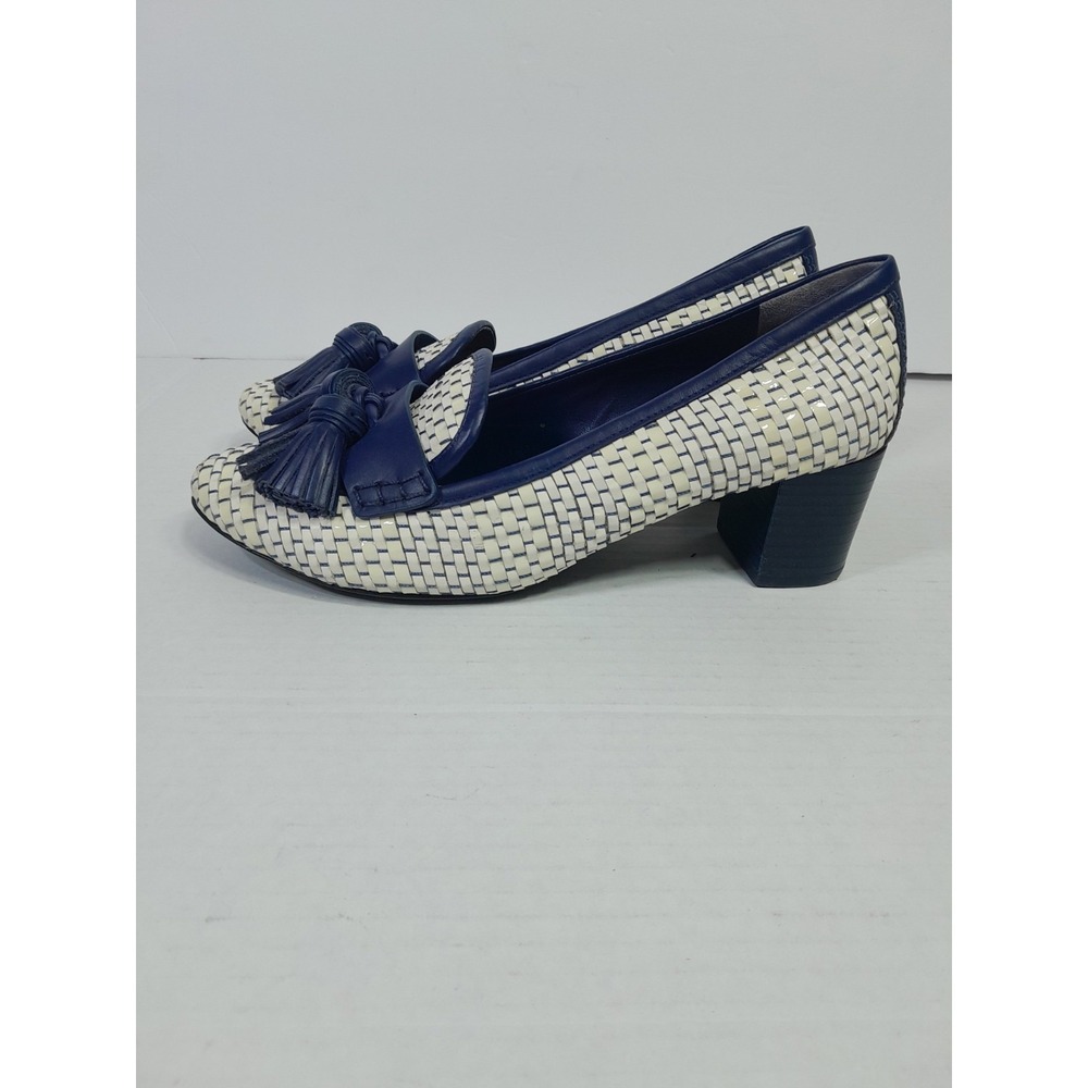 Tory Burch Stamford Tassel Pumps Block Heel Women Sz 6.5